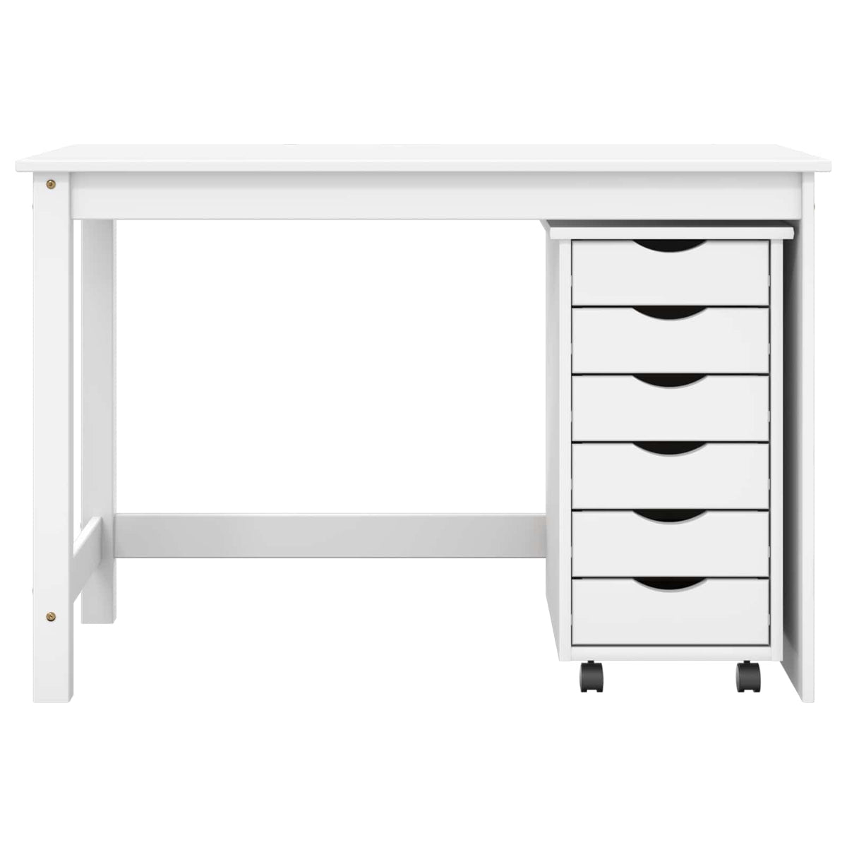 vidaXL Desk and Rolling Cabinet Set MOSS 2 pcs White