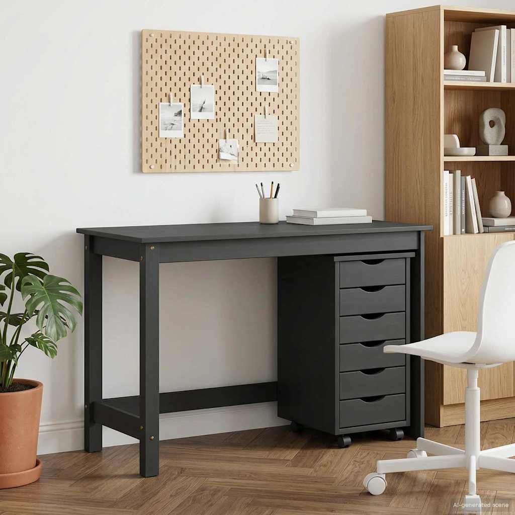 vidaXL Desk and Rolling Cabinet Set MOSS 2 pcs Grey