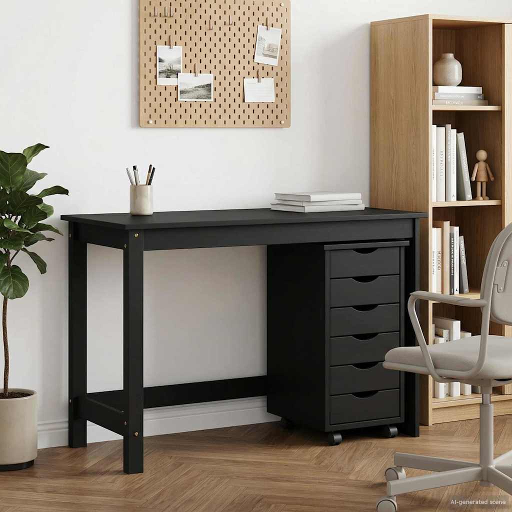 vidaXL Desk and Rolling Cabinet Set MOSS 2 pcs Black