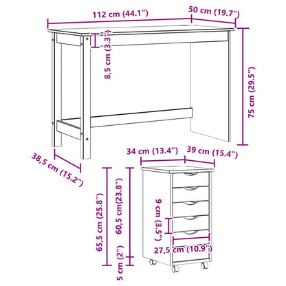 vidaXL Desk and Rolling Cabinet Set MOSS 2 pcs Black