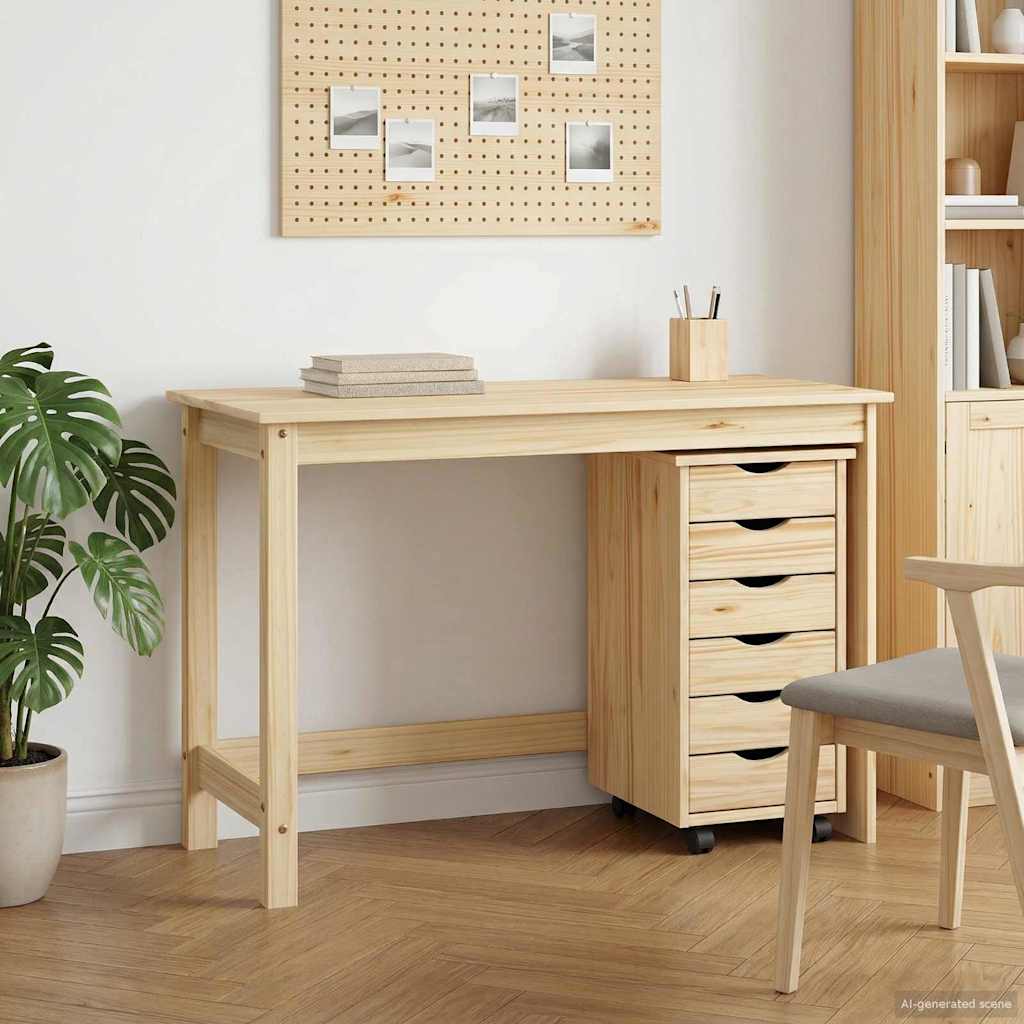 vidaXL Desk and Rolling Cabinet Set MOSS 2 pcs Brown