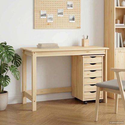 vidaXL Desk and Rolling Cabinet Set MOSS 2 pcs Brown