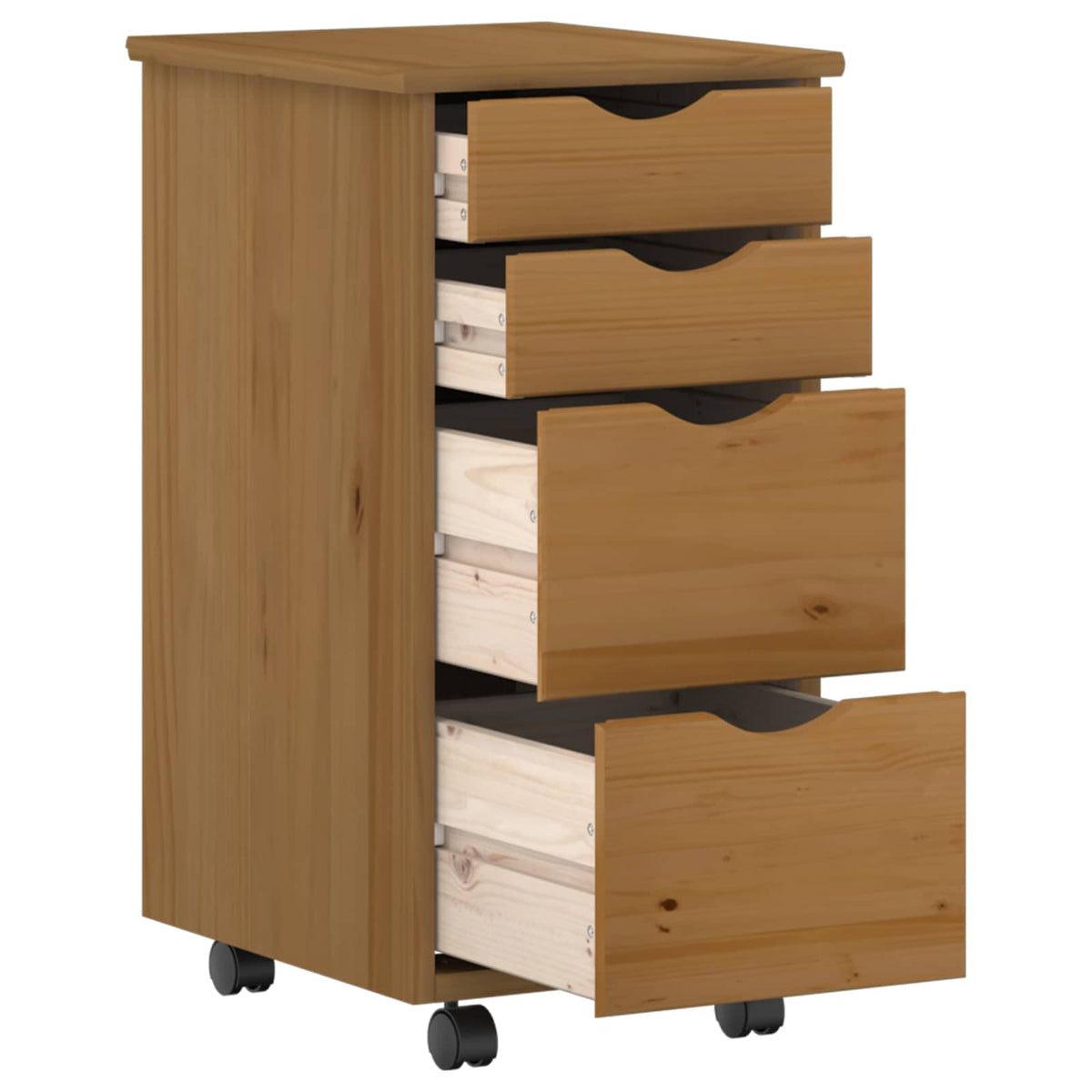 vidaXL Desk and Rolling Cabinet Set MOSS 2 pcs Honey Brown