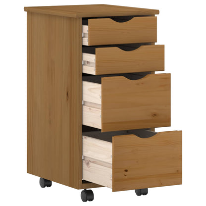 vidaXL Desk and Rolling Cabinet Set MOSS 2 pcs Honey Brown