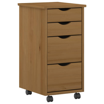 vidaXL Desk and Rolling Cabinet Set MOSS 2 pcs Honey Brown