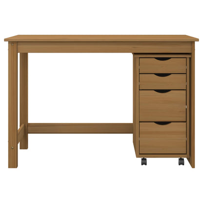 vidaXL Desk and Rolling Cabinet Set MOSS 2 pcs Honey Brown