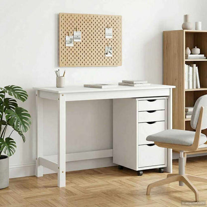 vidaXL Desk and Rolling Cabinet Set MOSS 2 pcs White