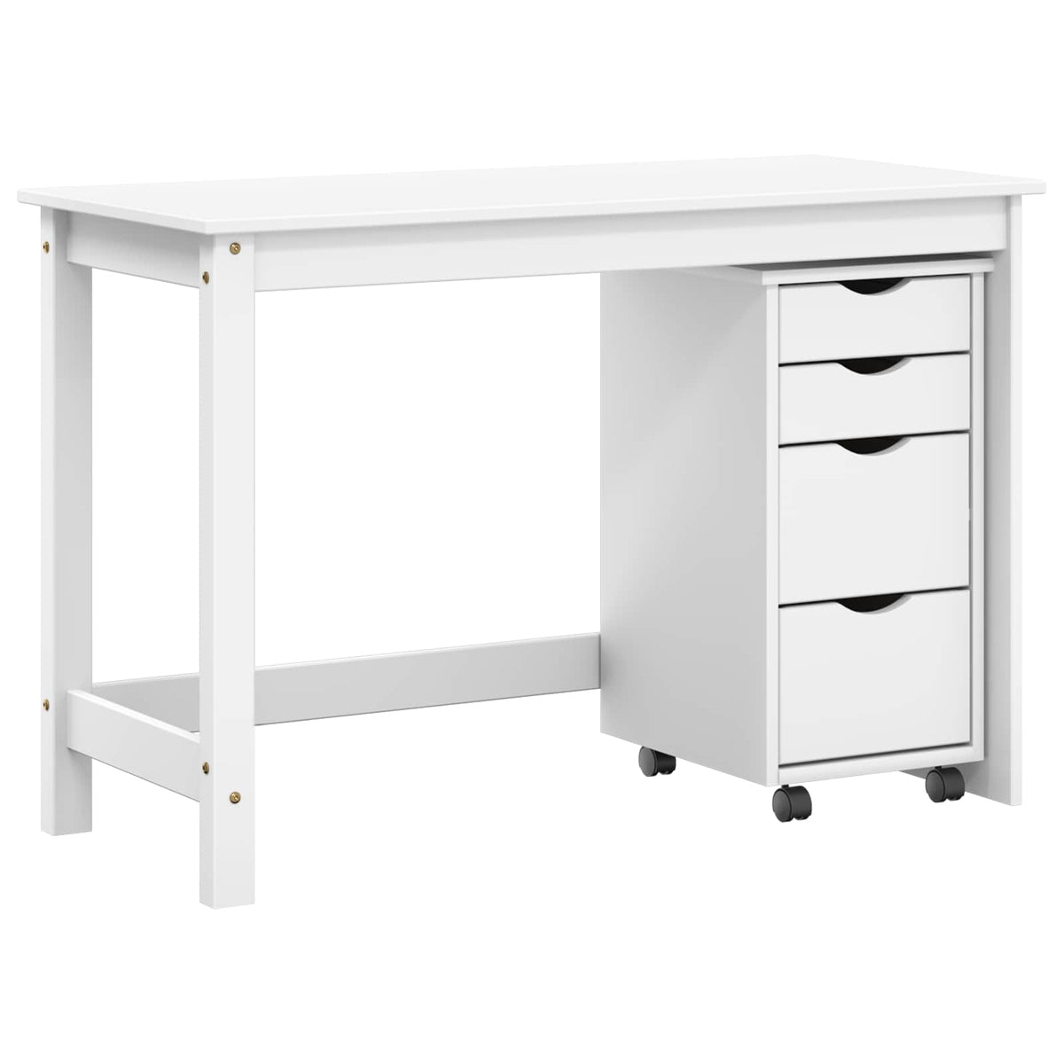 vidaXL Desk and Rolling Cabinet Set MOSS 2 pcs White