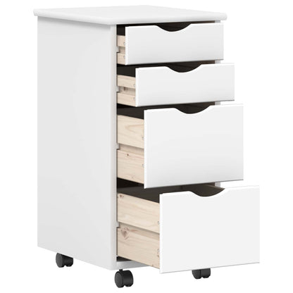 vidaXL Desk and Rolling Cabinet Set MOSS 2 pcs White