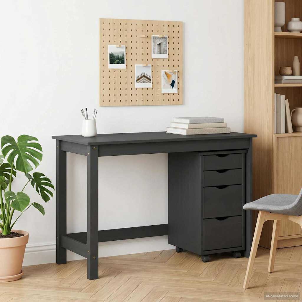 vidaXL Desk and Rolling Cabinet Set MOSS 2 pcs Grey