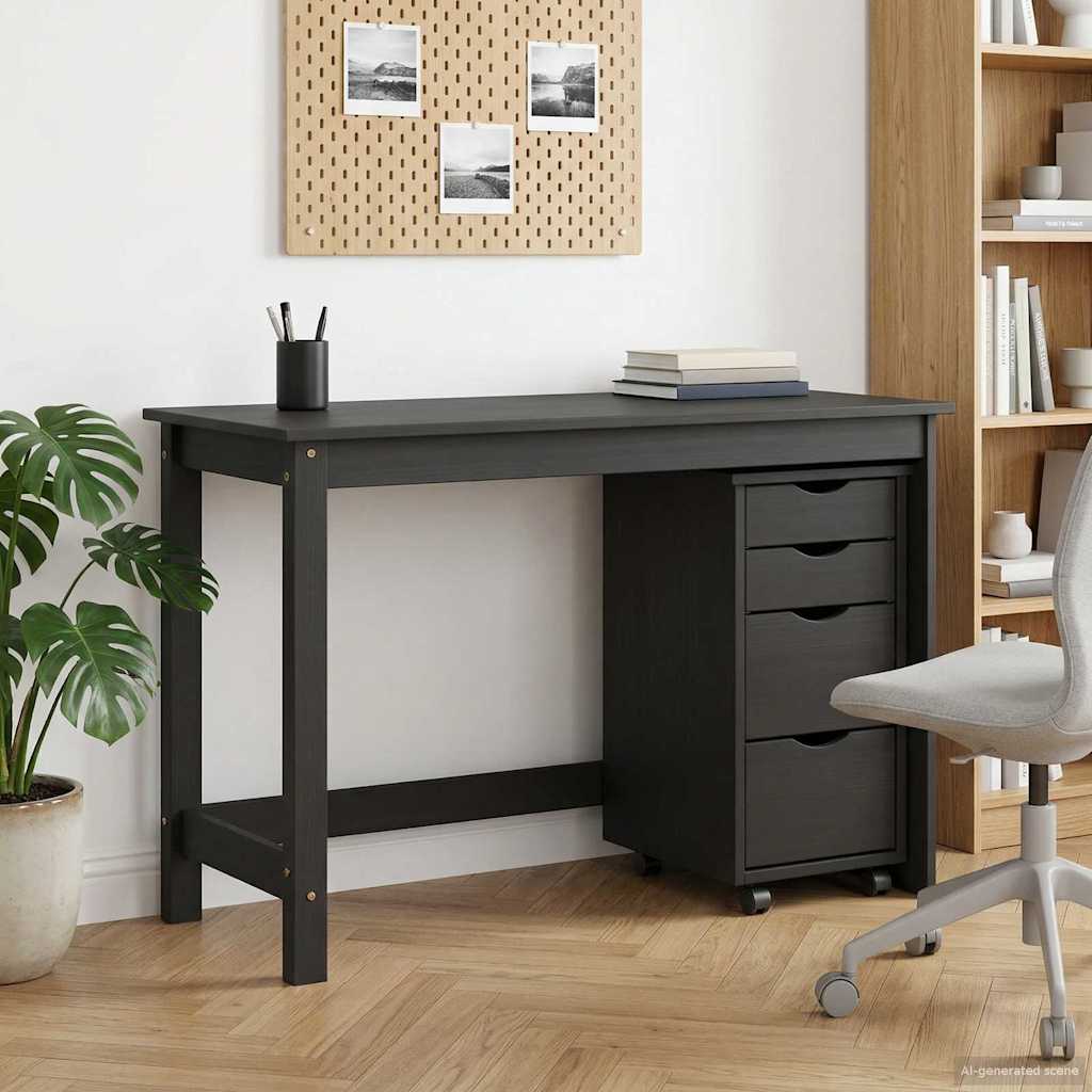 vidaXL Desk and Rolling Cabinet Set MOSS 2 pcs Black