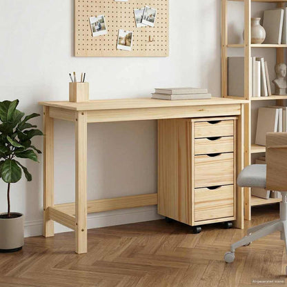 vidaXL Desk and Rolling Cabinet Set MOSS 2 pcs Brown