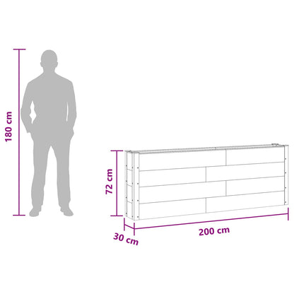 vidaXL Garden Raised Bed Black 200 x 30 x 72 cm WPC and Aluminium