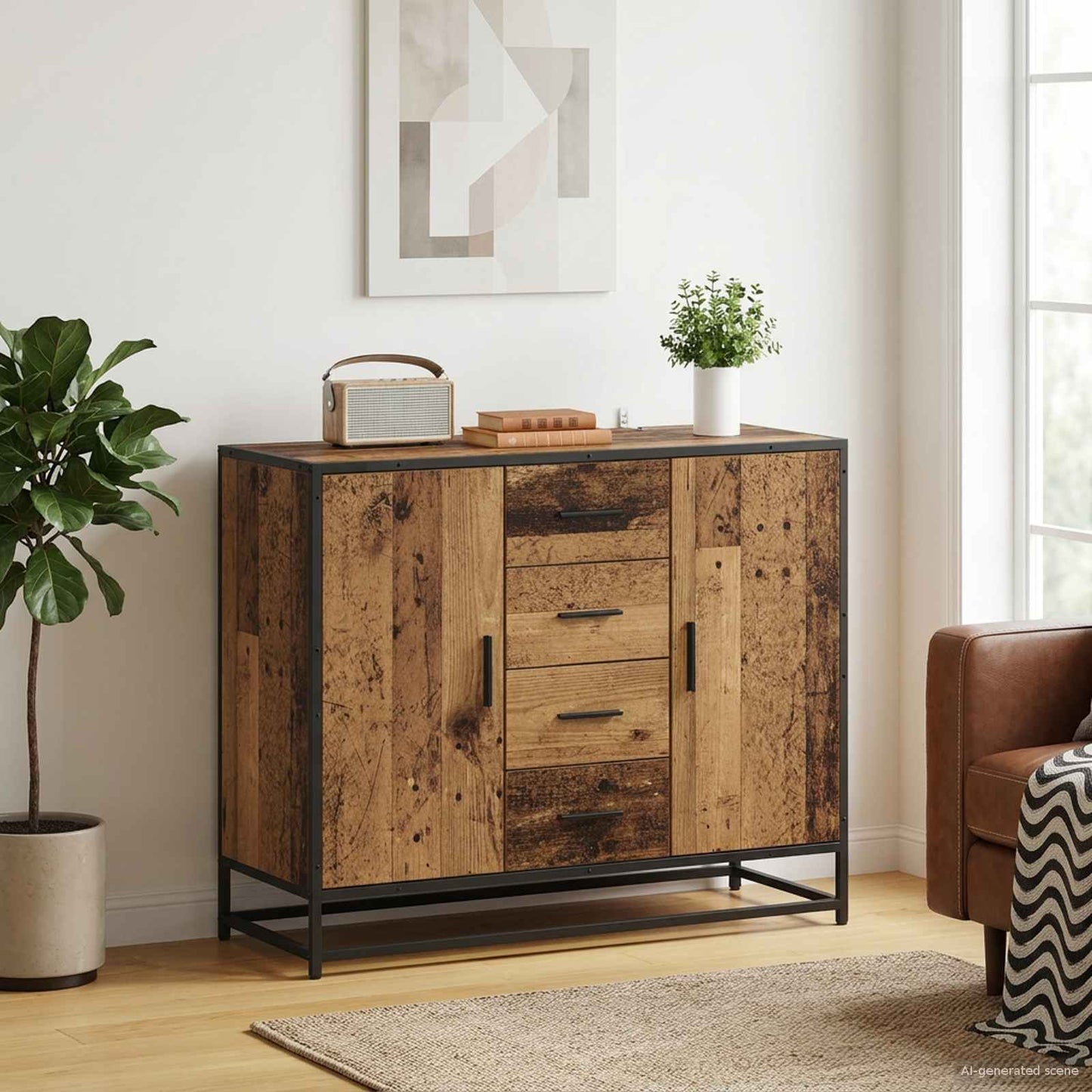 vidaXL Sideboard Old Wood 92 x 35 x 76 cm Engineered Wood