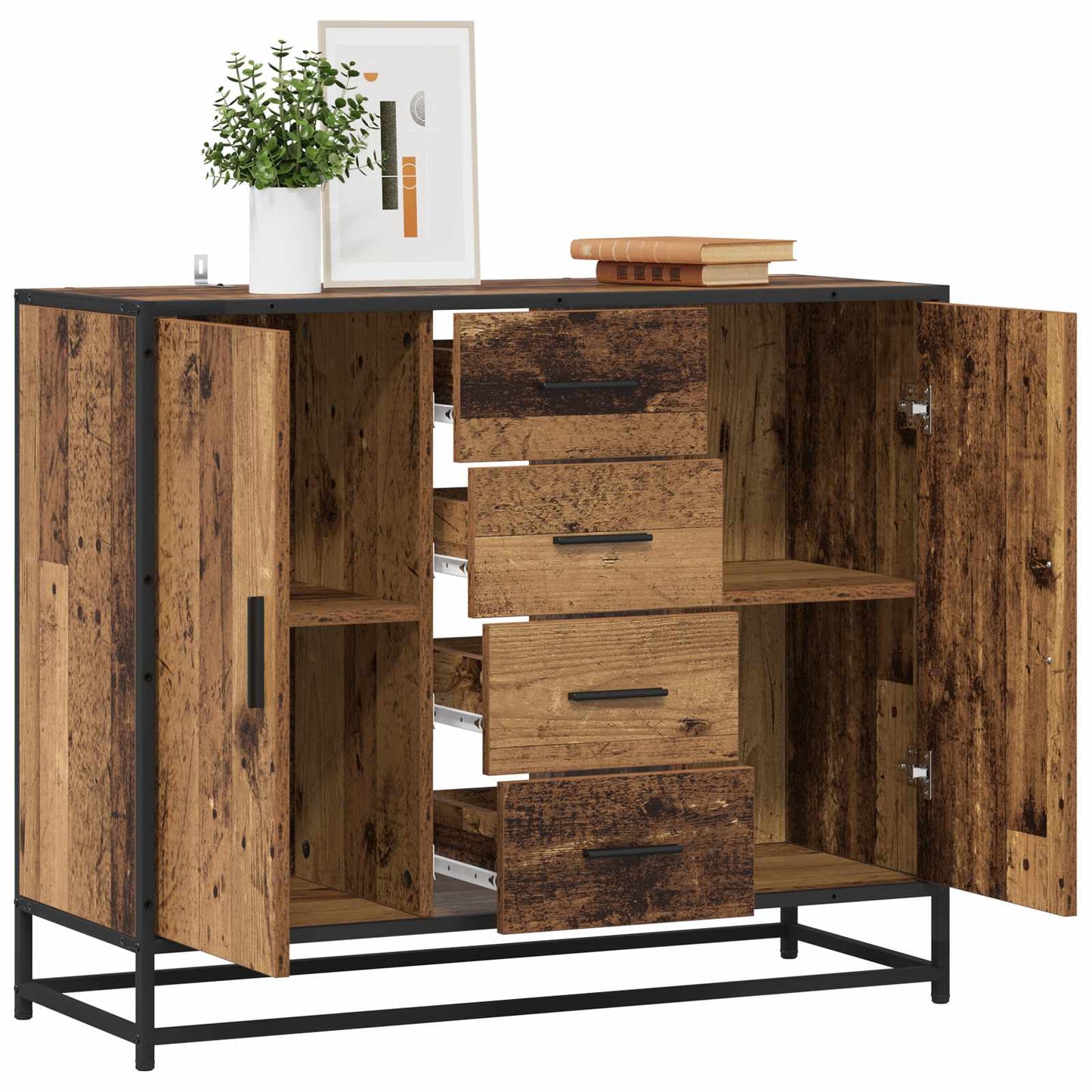 vidaXL Sideboard Old Wood 92 x 35 x 76 cm Engineered Wood