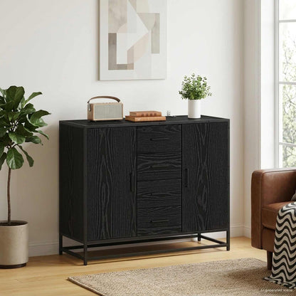 vidaXL Sideboard Black Oak 92 x 35 x 76 cm Engineered Wood
