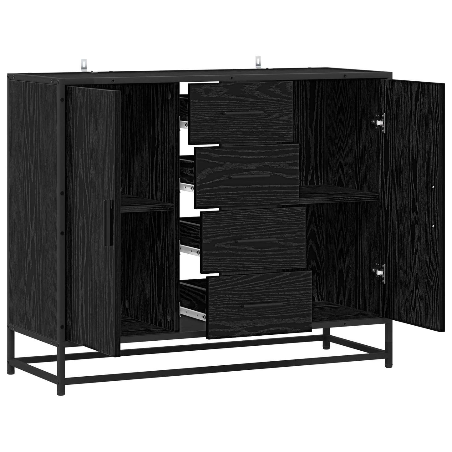 vidaXL Sideboard Black Oak 92 x 35 x 76 cm Engineered Wood
