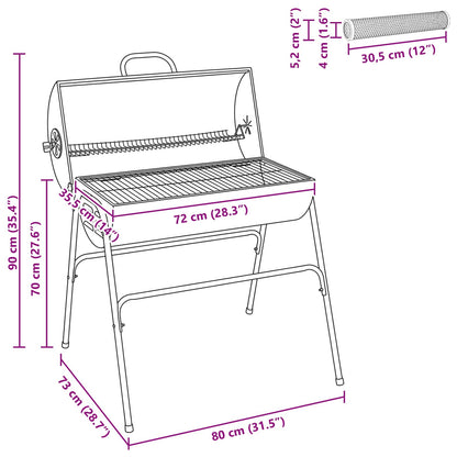 vidaXL Outdoor Grill 3 pcs 80 x 73 x 90 cm Black Metal