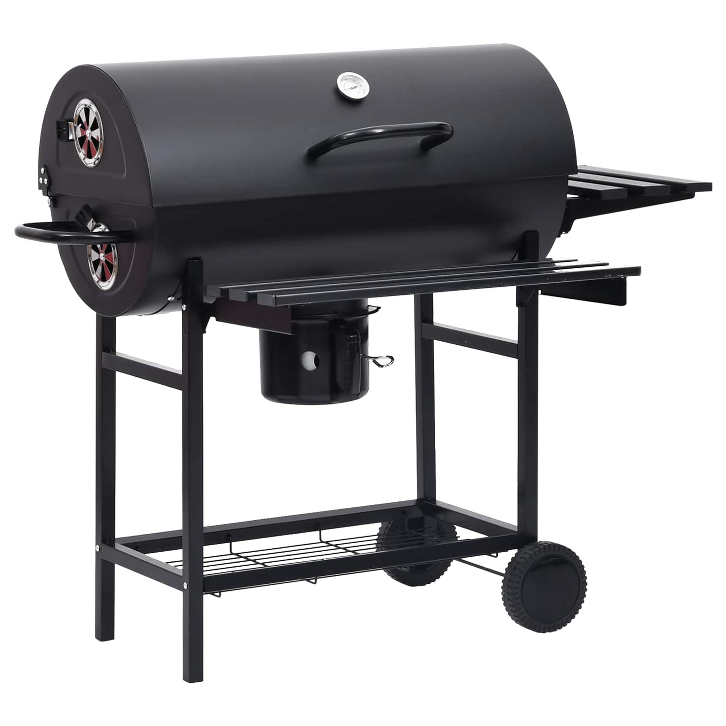 vidaXL Barrel Grill with Wheels and Shelves 3 pcs 115 x 85 x 95 cm