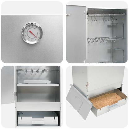 vidaXL Smoker Oven 3 pcs 44.5 x 29 x 110 cm Galvanised steel Silver