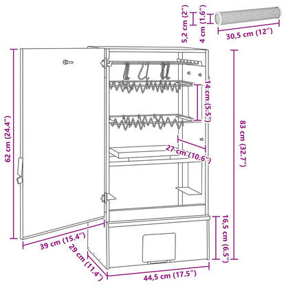 vidaXL Smoker Oven 3 pcs 44.5 x 29 x 83 cm Galvanised steel Silver