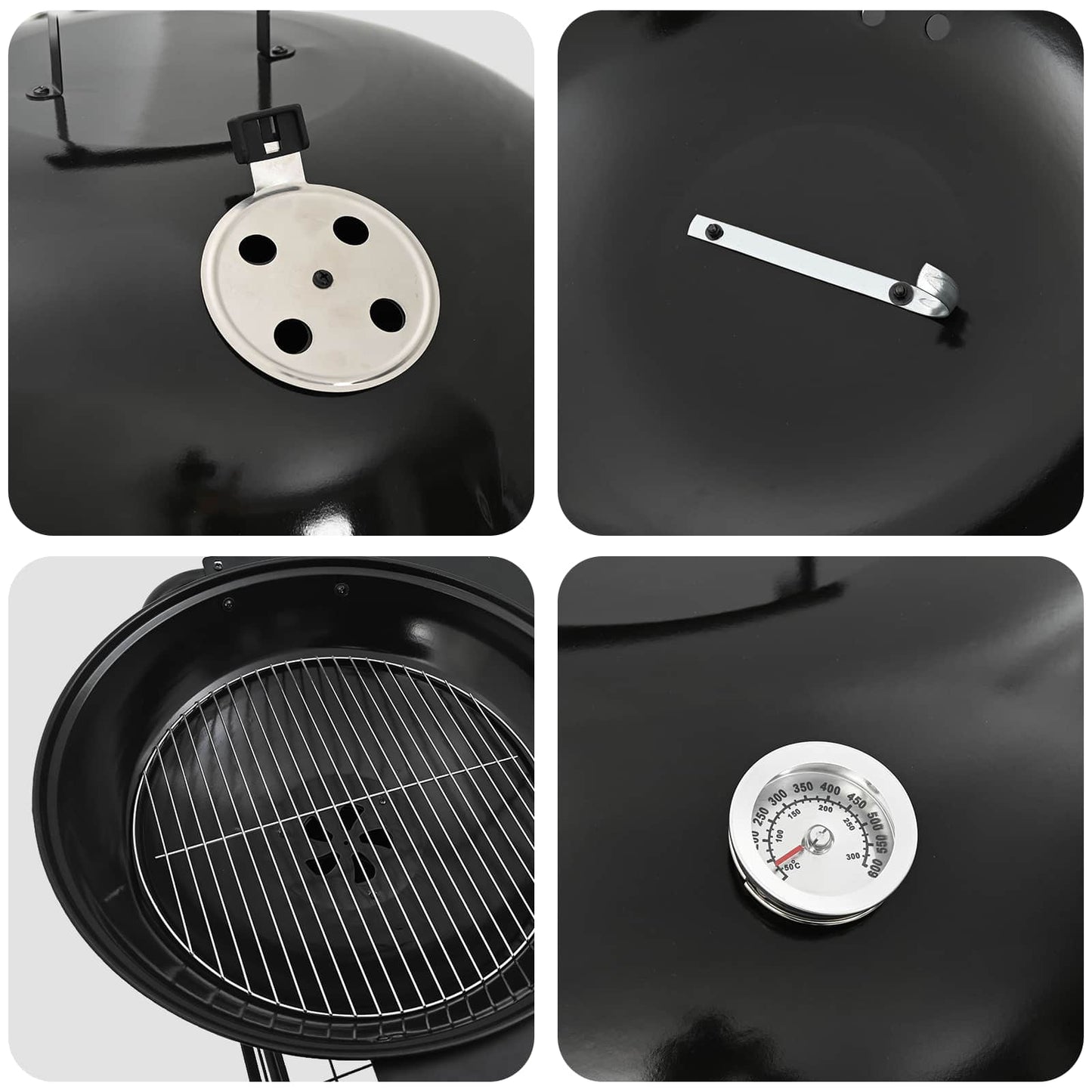vidaXL Charcoal Grill with Smoker Tubes 91 x 71 x 107 cm Steel Black