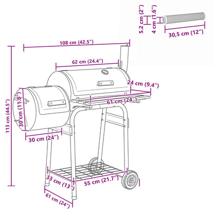 vidaXL Outdoor Grill 103 x 60 x 113 cm Steel Black
