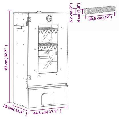 vidaXL Cold Smoker with Smoker Tube 44.5 x 29 x 83 cm Galvanised steel