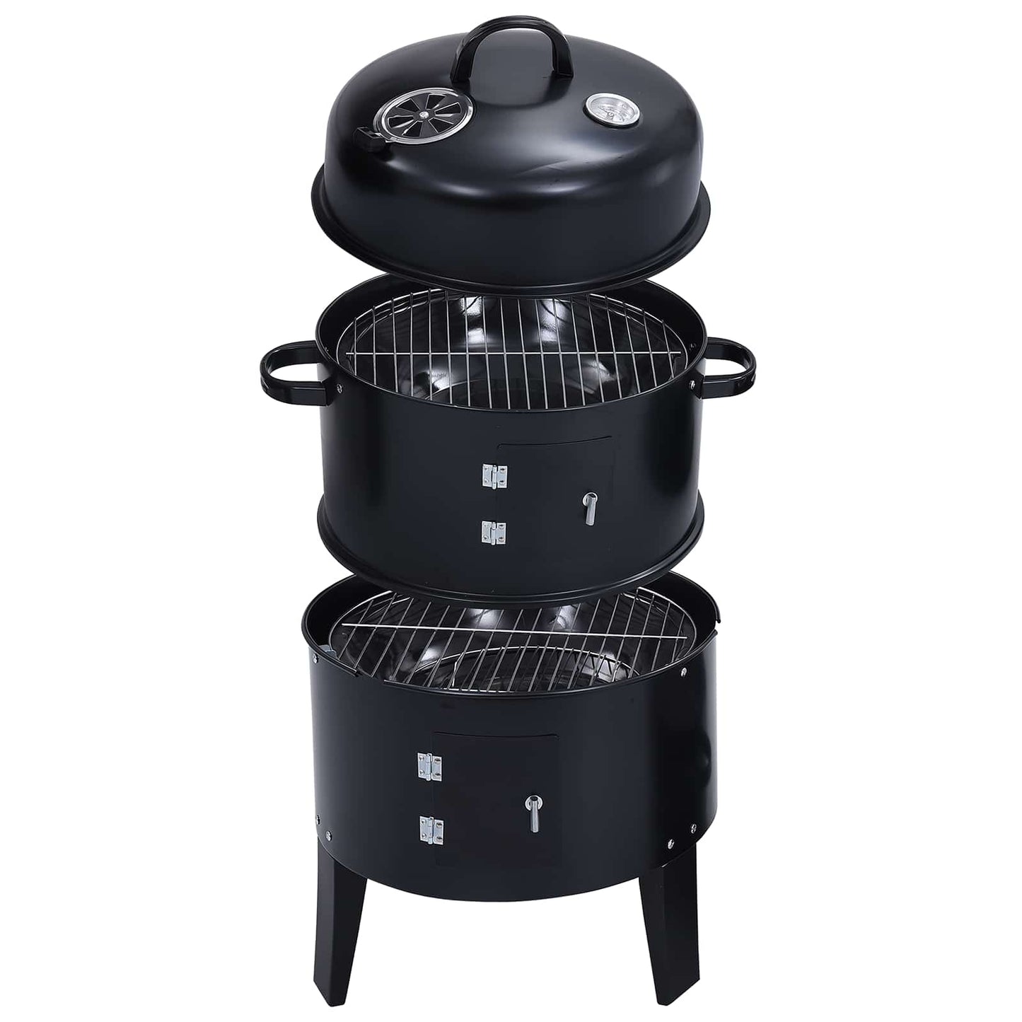 vidaXL Outdoor Grill Ø 40 x 80 cm Steel Black