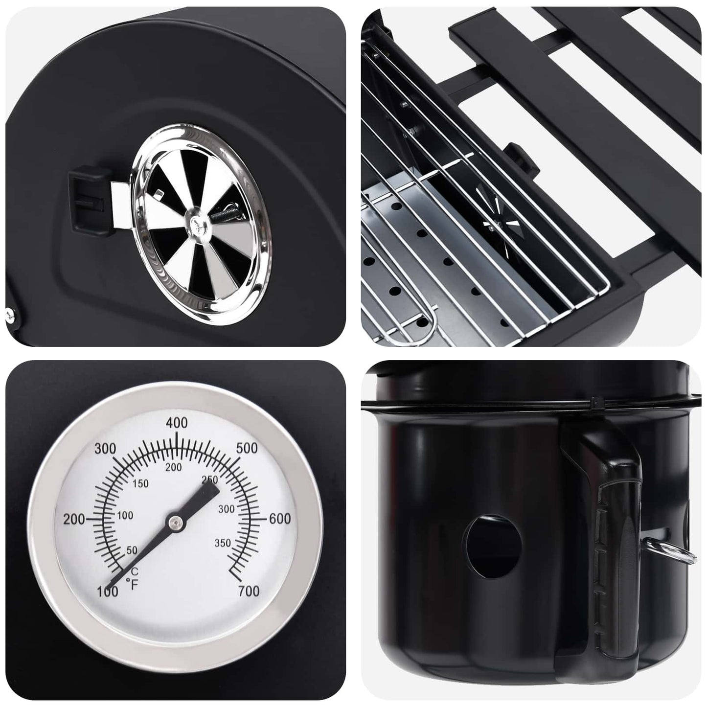 vidaXL Barrel Grill with Wheels and Shelves 3 pcs 115 x 85 x 95 cm