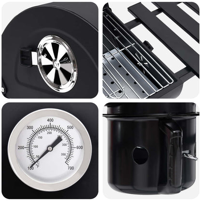 vidaXL Barrel Grill with Wheels and Shelves 3 pcs 115 x 85 x 95 cm