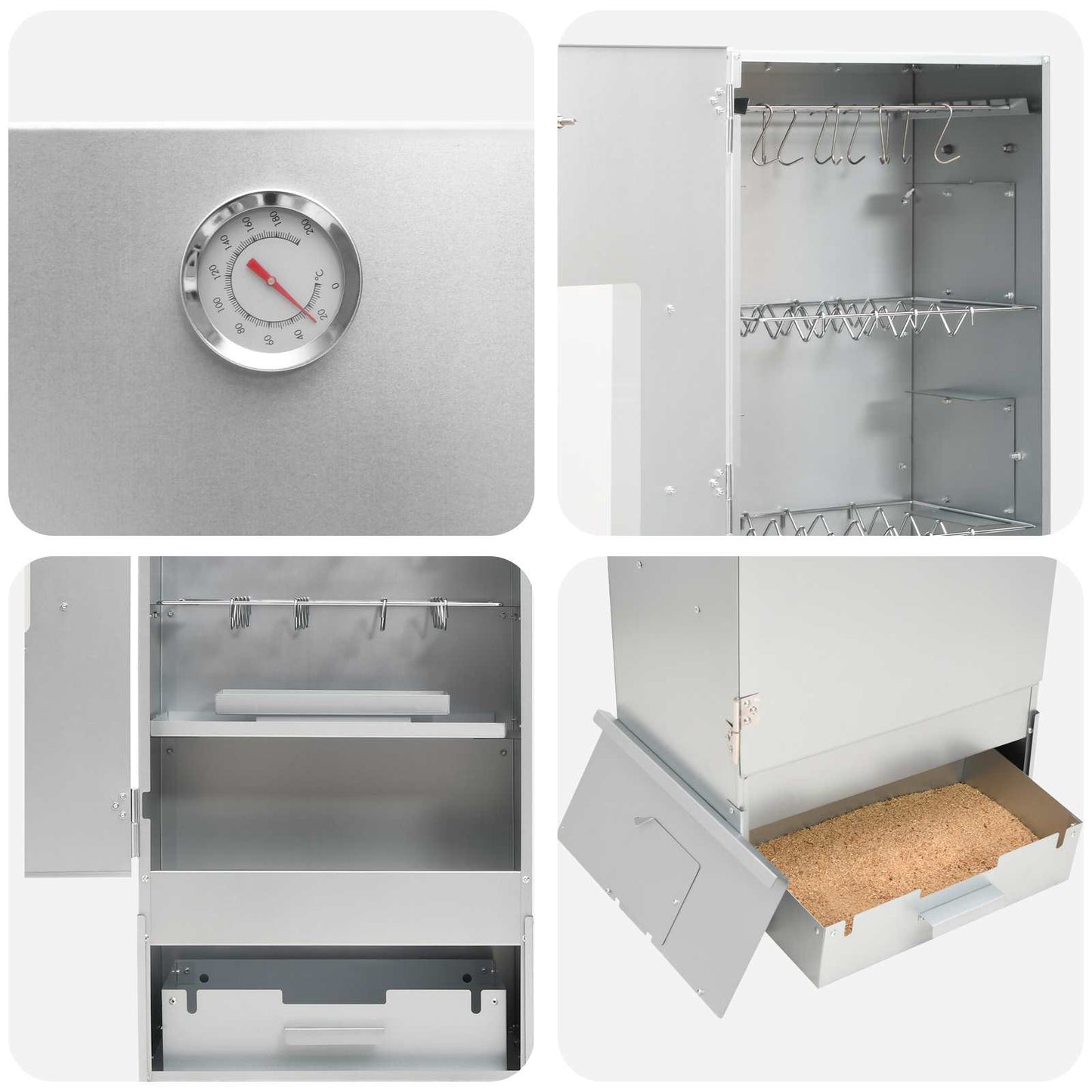 vidaXL Smoker Oven 3 pcs 44.5 x 29 x 110 cm Galvanised steel Silver