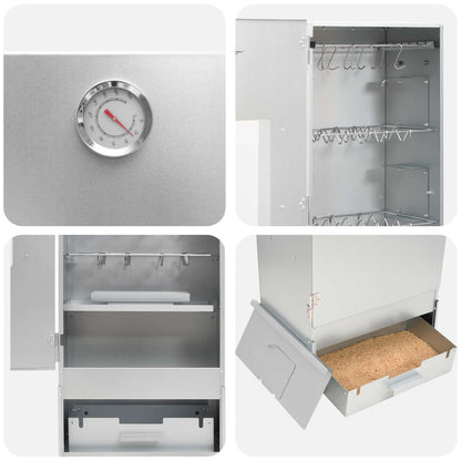 vidaXL Smoker Oven 3 pcs 44.5 x 29 x 110 cm Galvanised steel Silver