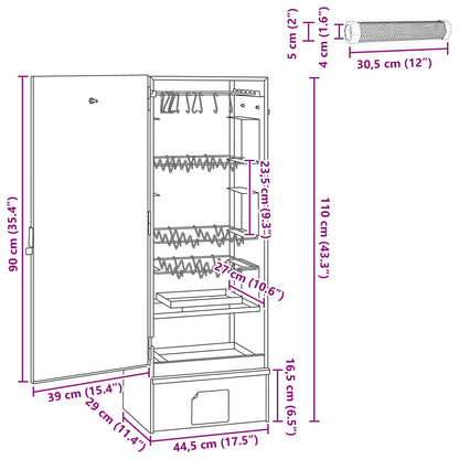 vidaXL Smoker Oven 3 pcs 44.5 x 29 x 110 cm Galvanised steel Silver