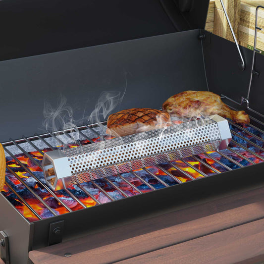 vidaXL Charcoal Grill with Smoker Tubes 91 x 71 x 107 cm Steel Black