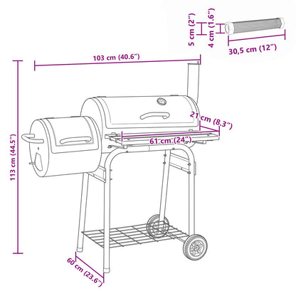 vidaXL Outdoor Grill 103 x 60 x 113 cm Steel Black