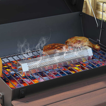 vidaXL Outdoor Grill Ø 40 x 80 cm Steel Black