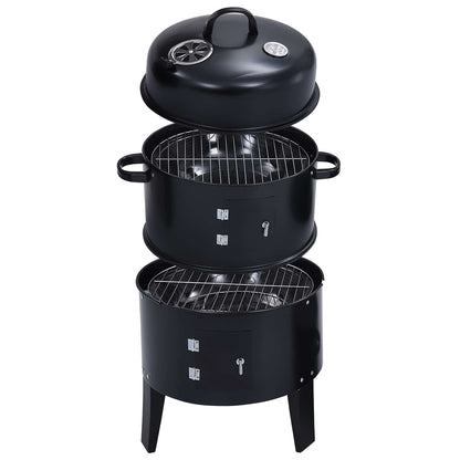 vidaXL Outdoor Grill Ø 40 x 80 cm Steel Black