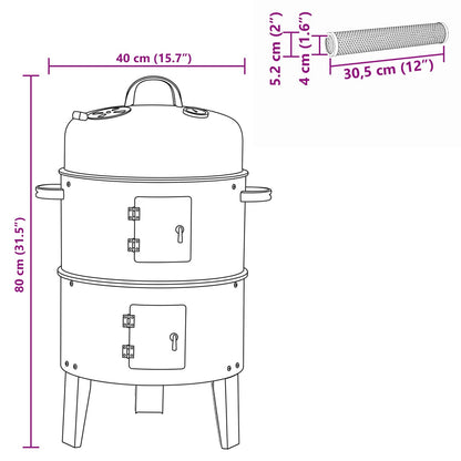vidaXL Outdoor Grill Ø 40 x 80 cm Steel Black