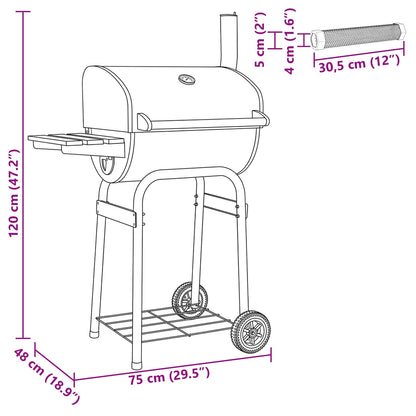 vidaXL Charcoal Grill 75 x 48 x 120 cm Silver