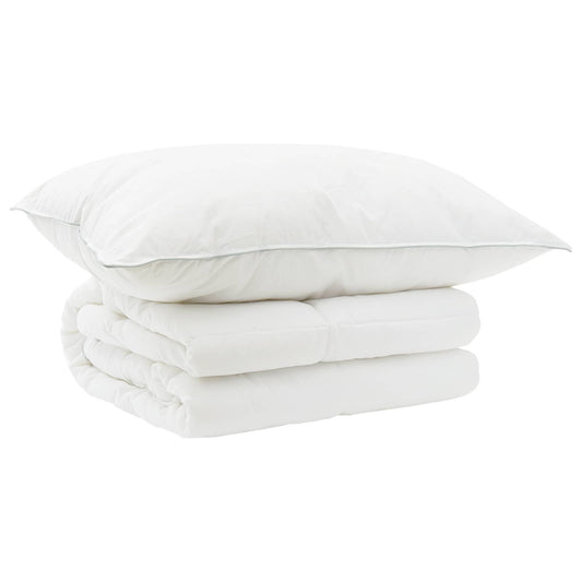 vidaXL Duvet and Pillow Set 2 pcs 152x203 cm Summer 140 GSM Wool White