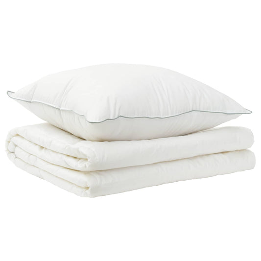 vidaXL Duvet and Pillow Set 2 pcs 155x200 cm Summer 140 GSM Wool White