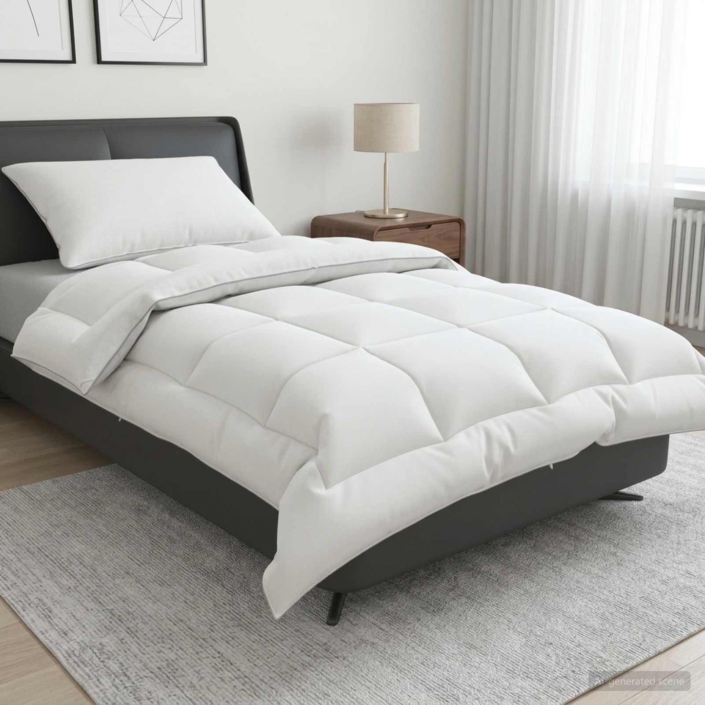 vidaXL Duvet and Pillow Set 2 pcs 155x200 cm 4 Seasons 220 GSM Wool