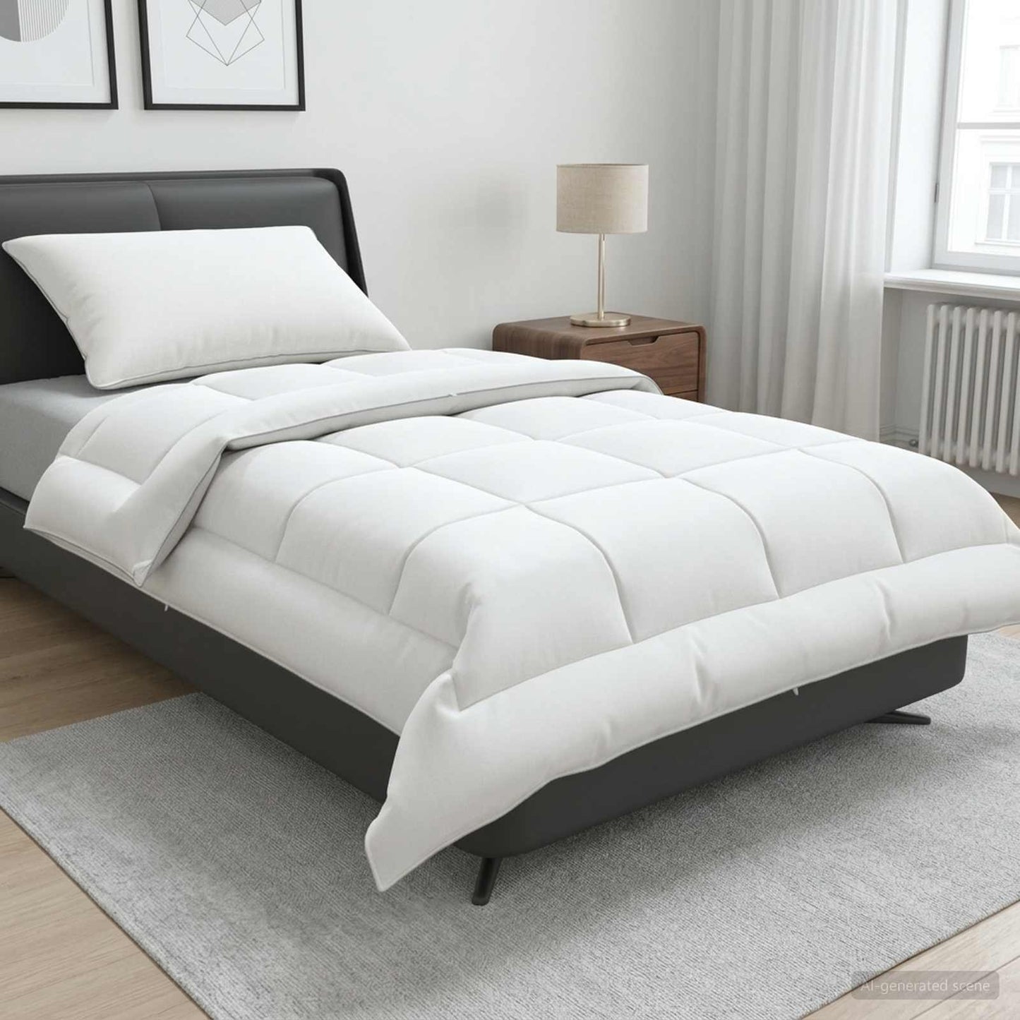 vidaXL Duvet and Pillow Set 2 pcs 155x200 cm Summer 200 GSM Wool White
