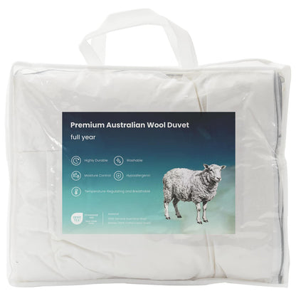 vidaXL Duvet and Pillow Set 2 pcs 152x203 cm 4 Seasons 300 GSM Wool