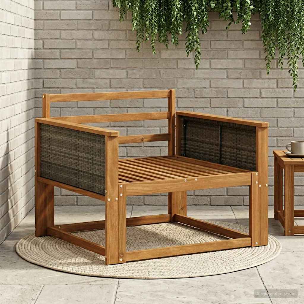 vidaXL Outdoor Middle Sofa Solid Acacia Wood Natural