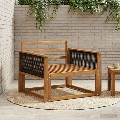 vidaXL Outdoor Middle Sofa Solid Acacia Wood Natural