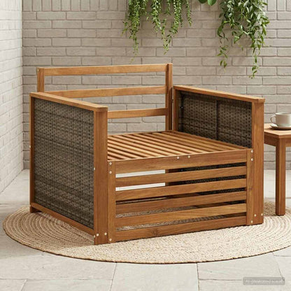 vidaXL Outdoor Middle Sofa Solid Acacia Wood Natural