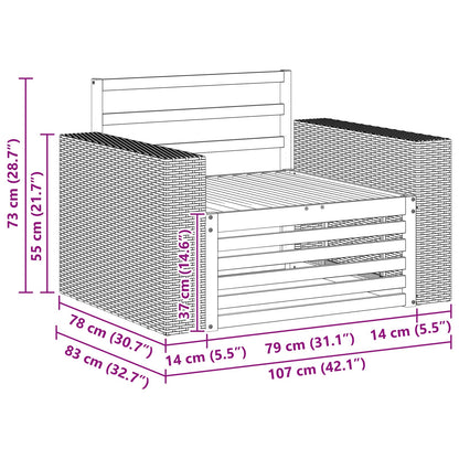 vidaXL Outdoor Middle Sofa Natural