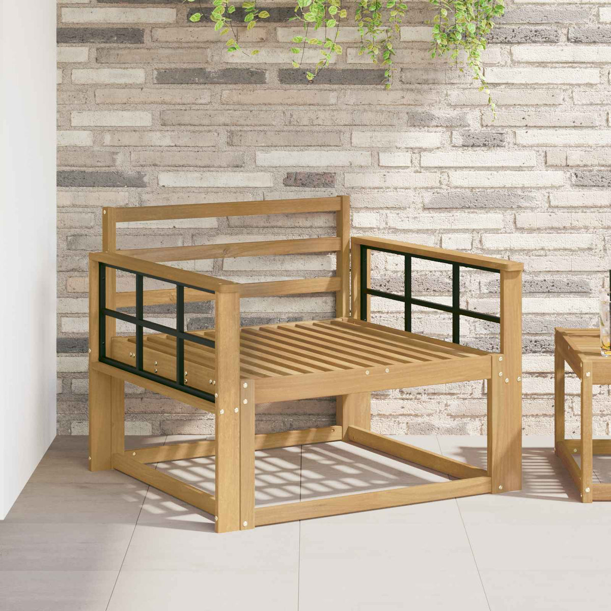 vidaXL Outdoor Middle Sofa Solid Acacia Wood White